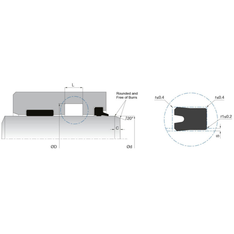KL15 Single Acting HNBR Rod Seal Hydraulic para cilindros de média a pesada carga