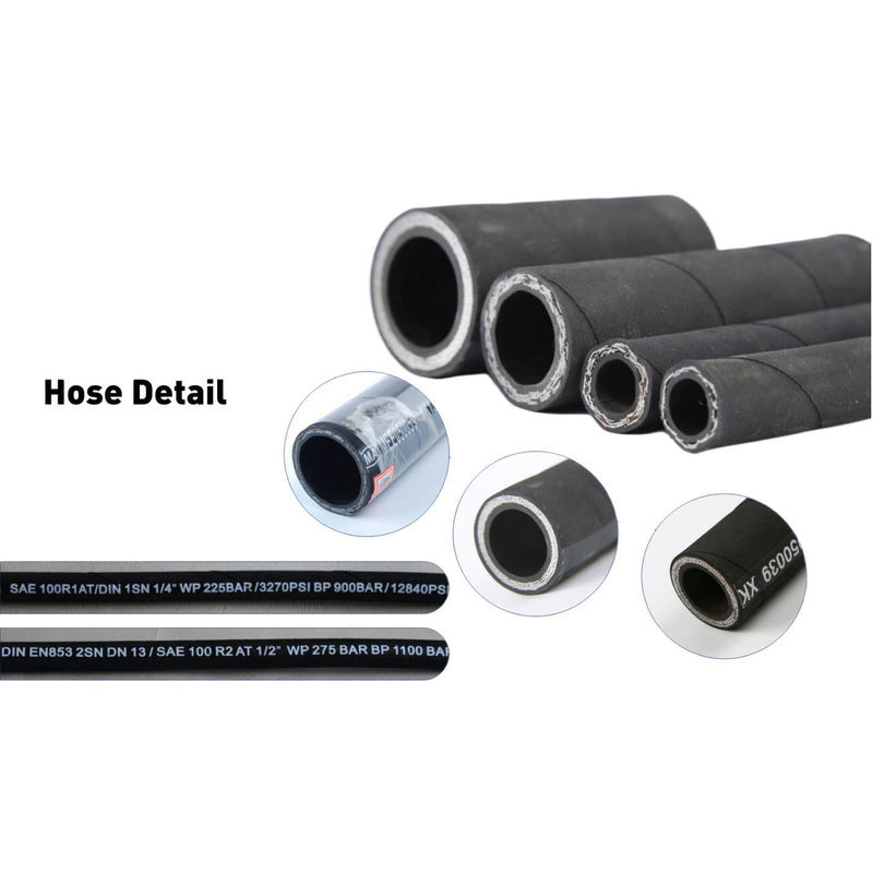Tubos de borracha flexíveis reforçados com fio de borracha cumprem as normas SAE 100R2 e EN 853 2SN