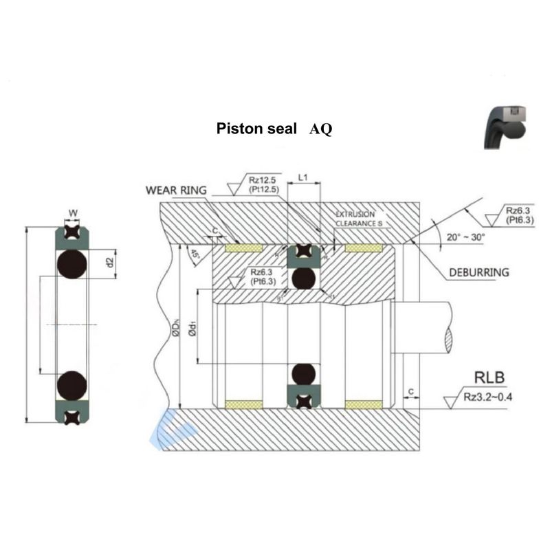 PTFE / NBR Kit de vedação de pistão bidirecional para pivô acumuladores cilindros de suporte e cilindros de posicionamento