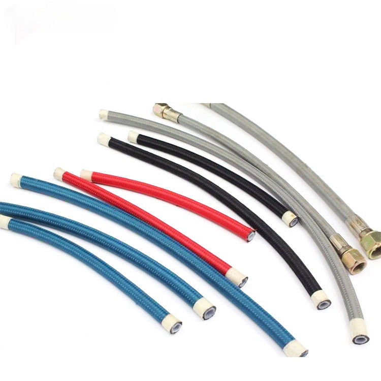 PTFE preto prata aço inoxidável trançado mangueira de linha de combustível estático livre carro de corrida aço trançado mangueira de combustível