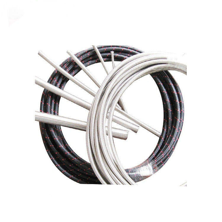 PTFE preto prata aço inoxidável trançado mangueira de linha de combustível estático livre carro de corrida aço trançado mangueira de combustível